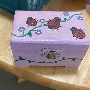 Jewelry box Hand Painted Purple with Ladybug Design